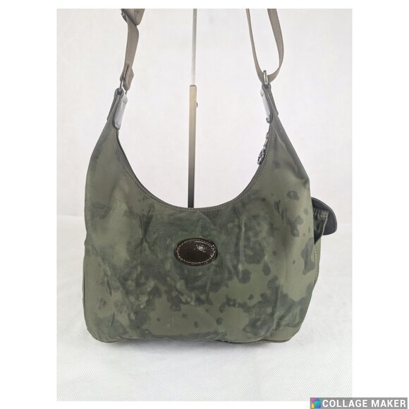 Share Authentic Longchamp Hobo Shoulder Bag Nylon/Leather Green Made in France - Picture 2 of 11